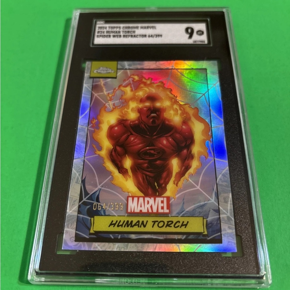 2024 Topps Chrome Marvel #24 HUMAN TORCH SPIDER WEB REFRACTOR #/399 SGC 9!!